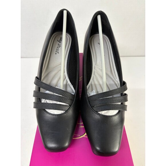 Easy Street Women's Entice Squared Toe Slip-On Pumps Black/Lizard Heels Sz 9.5 N - Picture 5 of 6